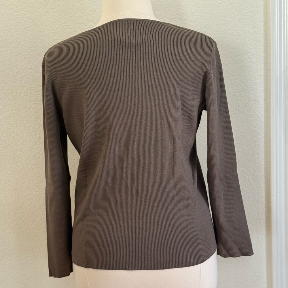 Chico's Taupe Long Sleeve Ribbed Top size 16 (Chico’s size 3) - Picture 3 of 8